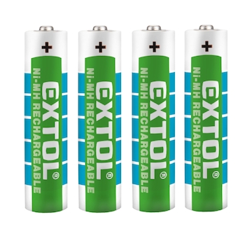 EXTOL ENERGY 42060 baterie nabíjecí, 4ks, AAA (HR03), 1,2V, 1000mAh, NiMh