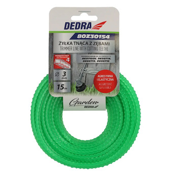 Dedra 80Z30154 Ozubený monofil 3,0 mmx15 m, 4 břity 