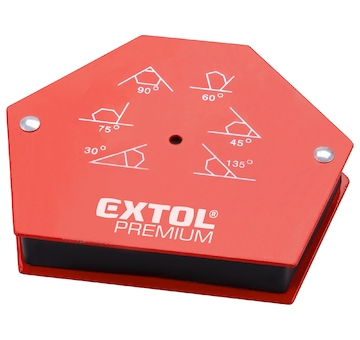 EXTOL PREMIUM 8815194 magnet-úhelník svařovací, 30°-45°-60°-75°-90°-135°, nosnost do 22kg