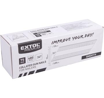 EXTOL PREMIUM 8862607 hřebík nastřelovací, 480ks, 75mm, 3,05mm, hladký