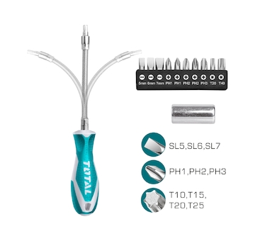 TOTAL THT250FL1206 Šroubovák s hroty, sada 12ks, CrV