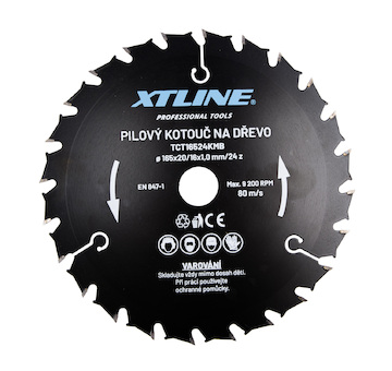 XTLINE Kotouč pilový s SK plátky - kombinovaný | 165x1,0x20 mm, 24 zubů TCT16524KMB